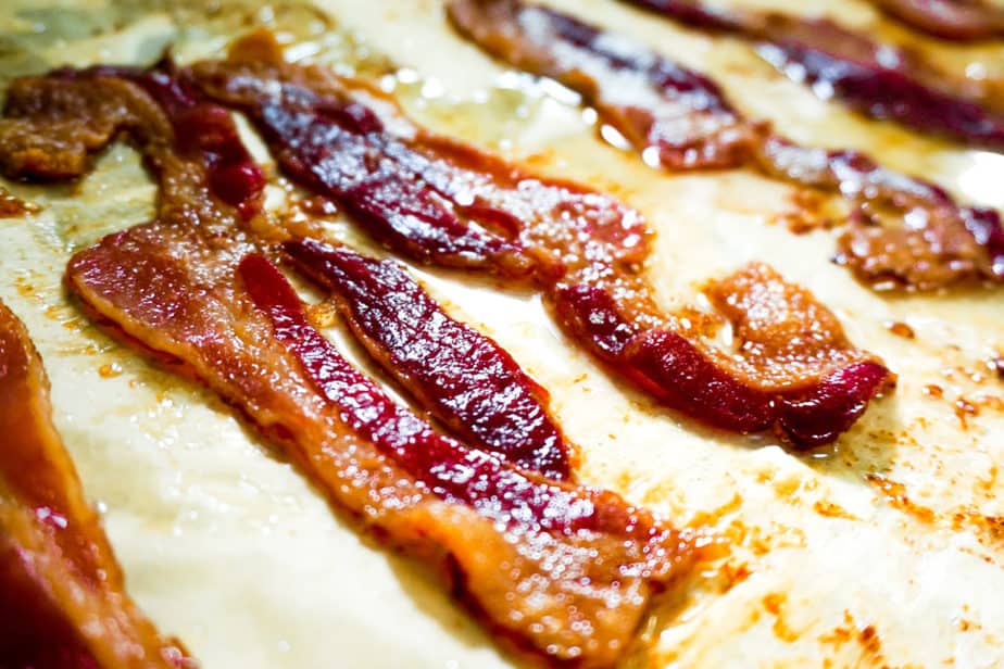 close up of crispy oven baked bacon