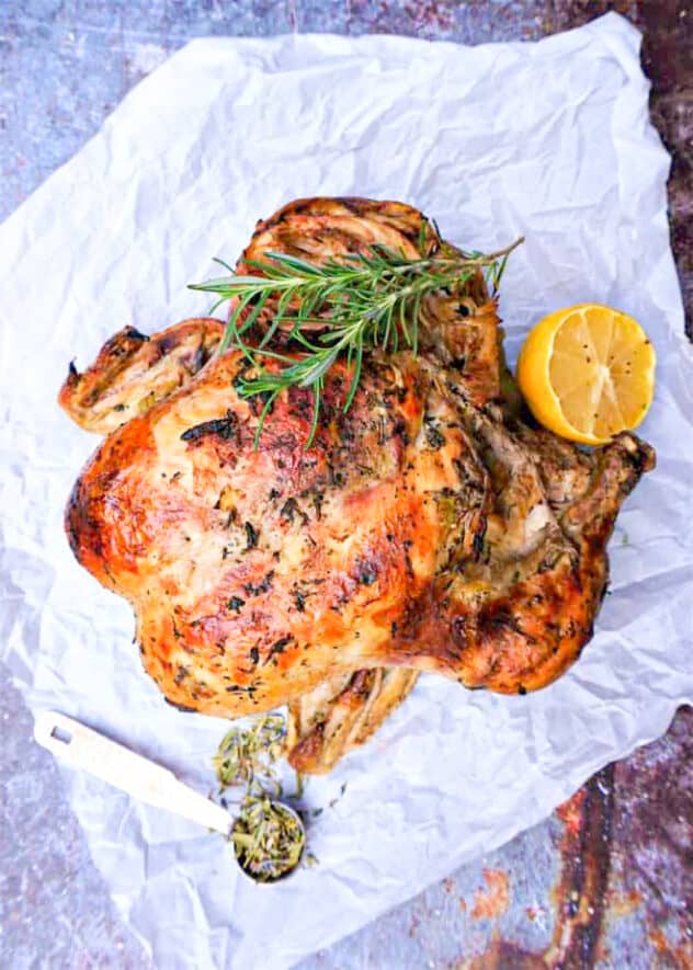 instant pot whole chicken and broth. roasted herbed chicken with lemons and dark crispy skin