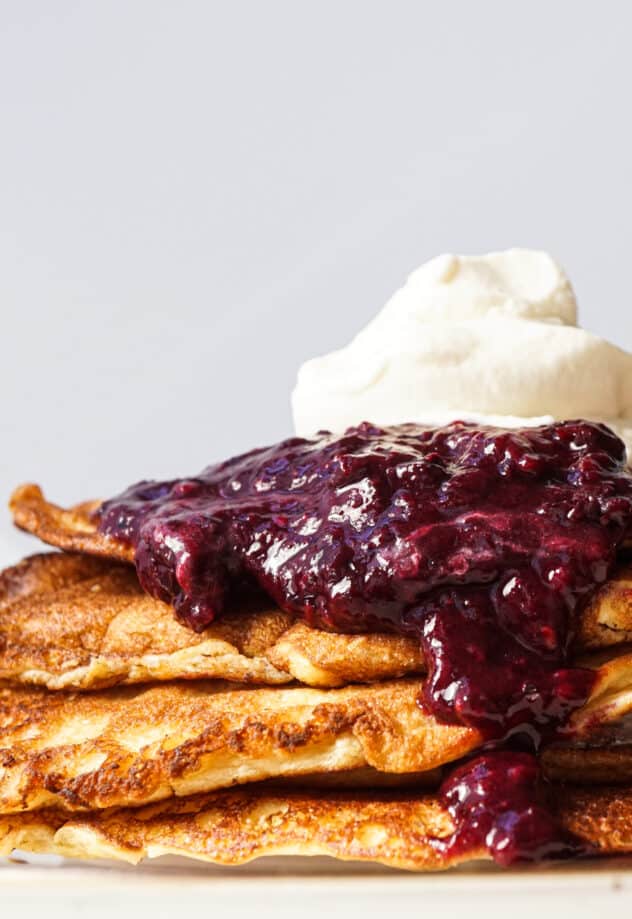 High Protein Low Carb Cookbook recipe a low carb pancake with berry compote